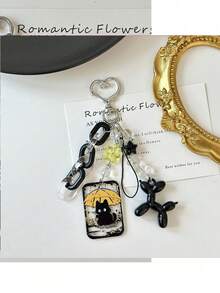 原创黑猫系列钥匙扣，亚克力猫咪气球可爱宠物包挂件，送朋友的礼物，收藏品，纪念品，节日礼物 - 彩色 - 查看 5