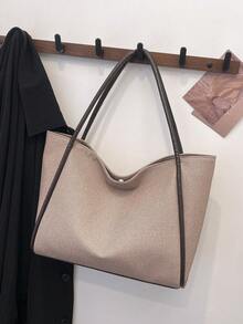 حقيبة تسوق كاجوال كبيرة السعة بألوان متباينة