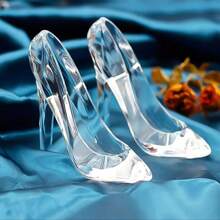 2 件 3D 亚克力高跟鞋装饰 - 透明和粉色迷你鞋柜，适合女士/女孩的可爱桌面装饰，生日/婚礼、新娘送礼会、女士家居装饰的精美礼物，收纳整理器，旅行必需品，返校宿舍收纳秋季装饰