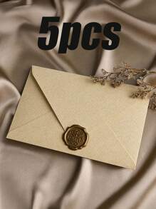 纯色纸质信封，带蜡封贴纸，复古多用途办公信封，婚礼请柬，情书，贺卡，新年朋友礼物，带蜡封的信纸