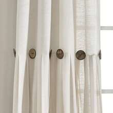 LUSH DECOR Linen Button Window Curtain Panels Single Dark Linen 40X84 Halloween-Fall Decor-Room Decor - Off White - Xem 4