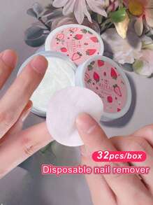 32pcs/Box Nail Art Strawberry Nail Polish Remover Pads Soft Absorbable Wipes For Professional Easy DIY Manicure Tool Accessories
