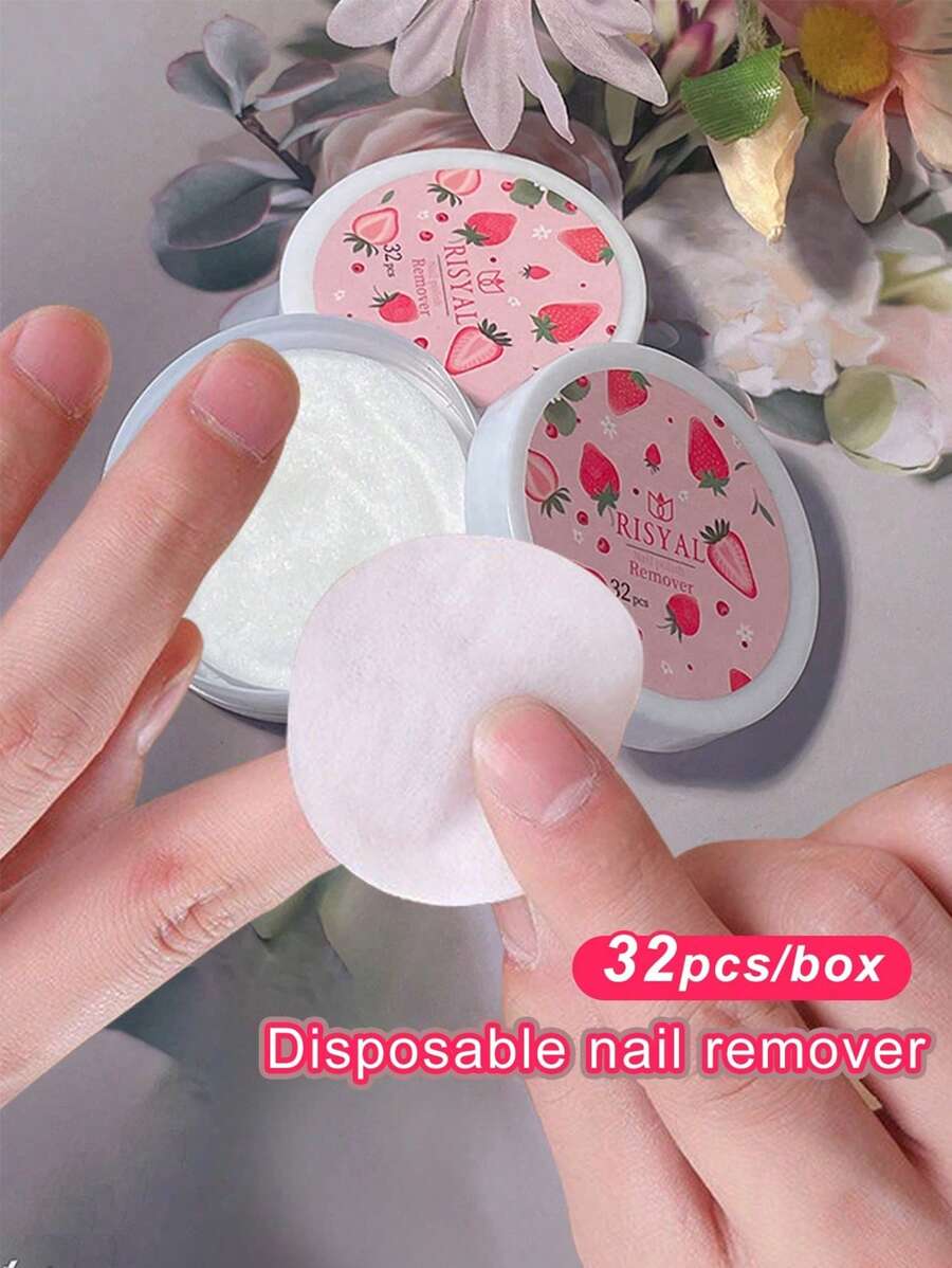 32pcs/Box Nail Art Strawberry Nail Polish Remover Pads Soft Absorbable Wipes For Professional Easy DIY Manicure Tool Accessories
