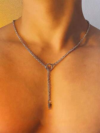 1 pieza Collar de pinchos punk, collar colgante de remache minimalista y premium unisex, joyería de moda para hombres, ideal para uso diario, vacaciones, cumpleaños, regalo ideal