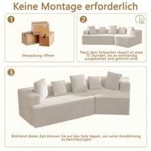 Divano angolare 3 posti, divani da soggiorno con 5 cuscini, divano componibile in velluto a coste senza struttura, divano compatto per soggiorno, studio