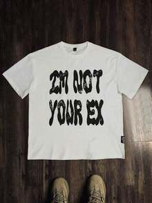 Manfinity Streetrush Men Oversized Summer Slogan Graphic Print Crew Neck Short Sleeve Casual T-Shirt, Halloween Tops, Vacation, Boyfriend Gift100% Cotton Fabric Is Soft And BreathableDaily Casual 100% Pure Cotton Round Neck T-Shirt