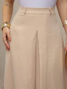 Long Monochromatic Tailored Skirt /M5512 - Beige - View 4