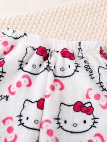 Sanrio Nowe jesienne i zimowe dziewczęce spodnie do spania, autoryzowane przez Sanrio z nadrukiem Hello Kitty i pluszowymi grubymi spodniami do spania, modne, słodkie i urocze, odpowiednie do noszenia w domu i w akademiku