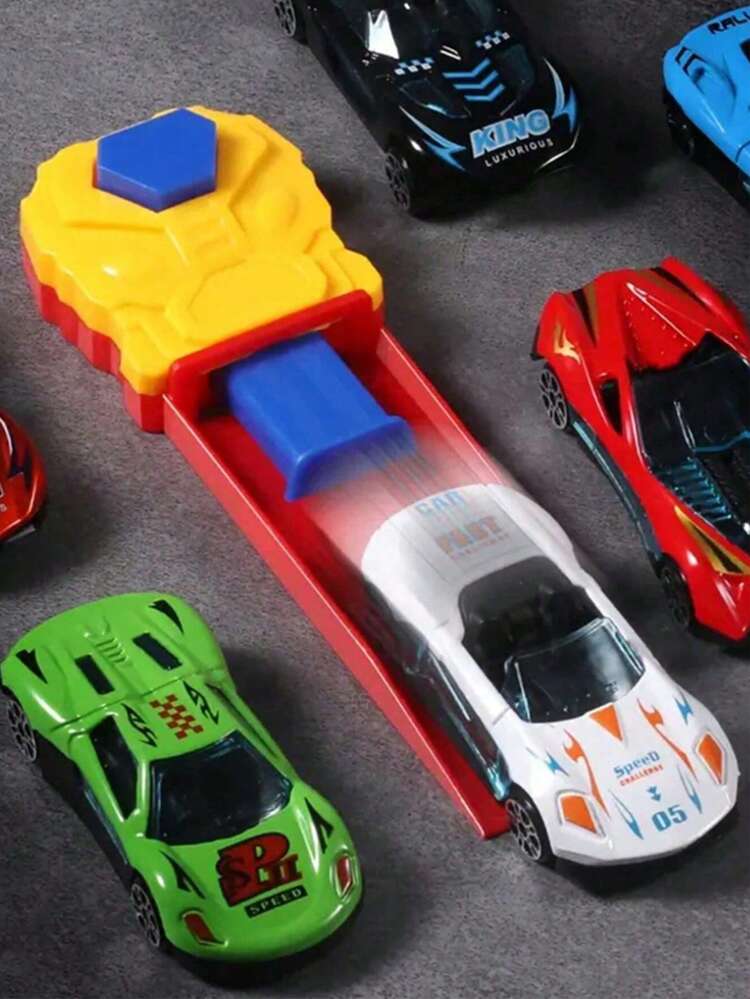 Random Pull Back Metal Mini Toy Race Car With Track Launcher, Racing Play Set Toys, Fidget Toys, Toy, Toys, Toy, Car Toy, Toys, Car Toy, Toy,Toys,Car Toys,Toy,Toy Cars,Car Toy,Cars,Back To School - Multicolor - View 3