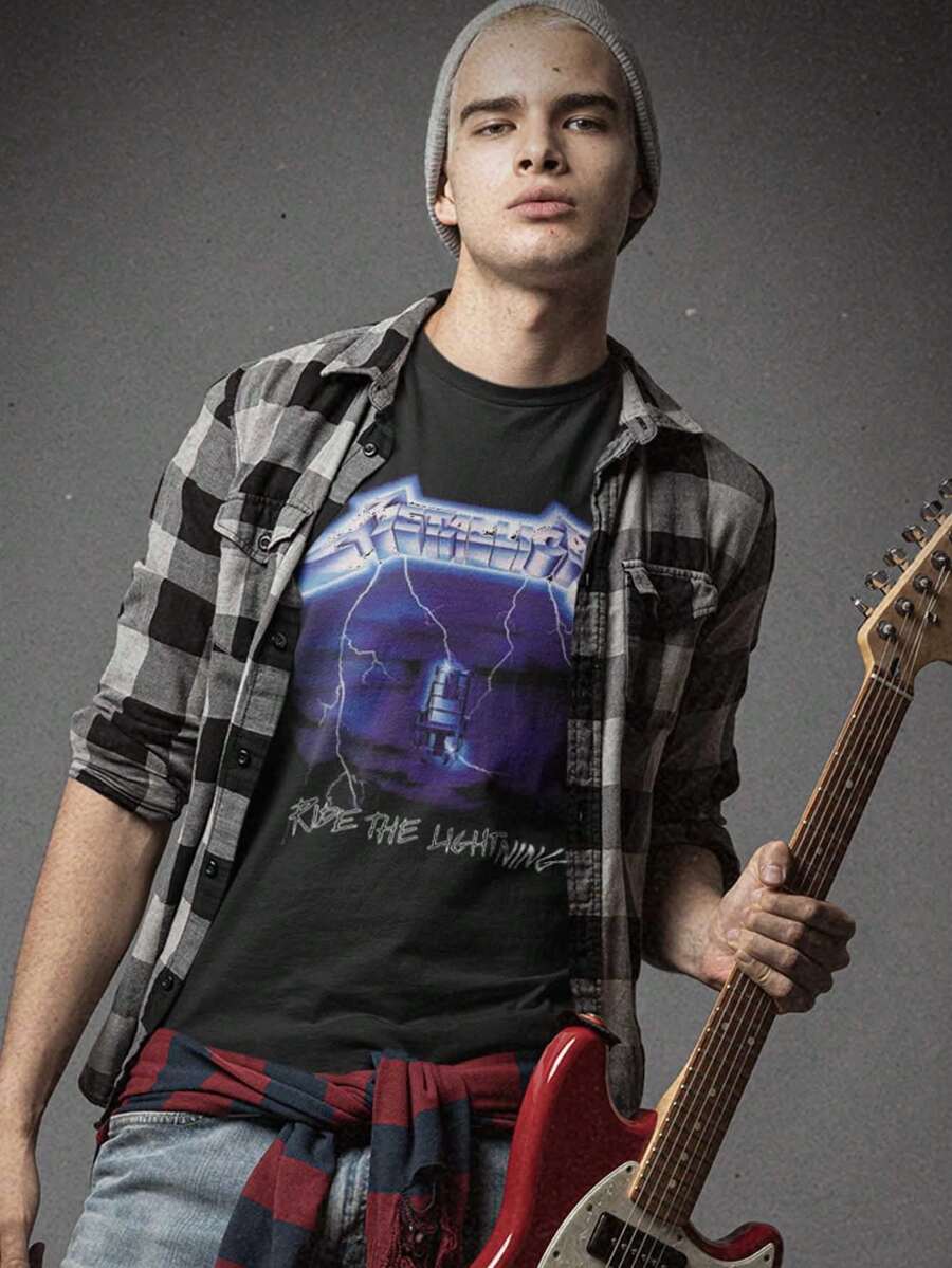 Metallica | Official Band T-Shirt | Ride The Lightning Tracks (Back Print) | SHIPPED IN 24 HOURS - Black - View 1