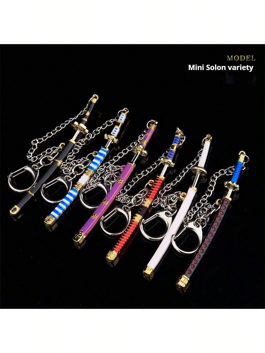 2025 New - 1pc One Piece Weapon Accessory - Zoro's 3 Swords Shusui, Wado Ichimonji, And Sandai Kitetsu Mini Alloy Keychain Model Collectible - Birthday Gift - Holiday Gift - Present - Multicolor - View 1