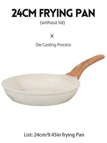 7pcs Cookware Set, Beige, Non-Stick Pots And Pans With Wooden Grain Handles, Cooking Set For Gas & Induction Cooktop, Including Frying Pan And Casserole, Oven Friendly, Stackable Set - Beige - View 14