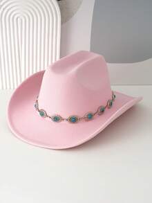 男女皆宜的西部牛仔帽，搭配绿松石色腰带，是日常休闲的完美之选。它是牛仔派对和酒吧牛仔的理想之选。 - 綠松石寶石禮帽 - 查看 6