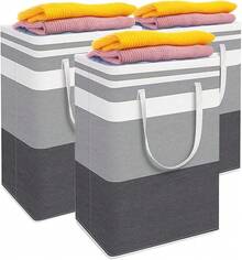 Cesto para Ropa Sucia de 75L, Cesta de Lavandería Plegable de Gran Capacidad, Cesto de Almacenamiento de Ropa con de Cuerda para Alamcenamiento y Organización en Baño y Dormitorio. - P3-Gris Oscuro - Ver 8