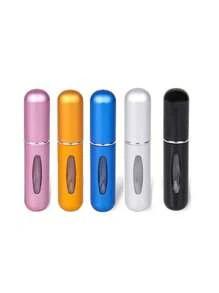 1/5 Botella recargable portátil de perfume de viaje multicolor, Atomizador de 5 ml, Contenedor de perfume de bolsillo, Botella atomizadora de viaje