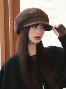 1 pezzo Cappello ottagonale da donna per autunno/inverno, berretto con ampia circonferenza, cappello da giornalaio casual versatile adatto per uso quotidiano, raduni, shopping - A - Visualizzare 4