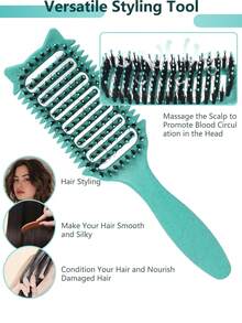 Lược định hình lọn tóc xoăn, lược gỡ rối cho nam và nữ, định hình lọn tóc xoăn từ 2A đến 4C, giảm xơ rối, lý tưởng cho tóc ướt và khô, hình tai mèo. - Nhiều màu - Xem 4