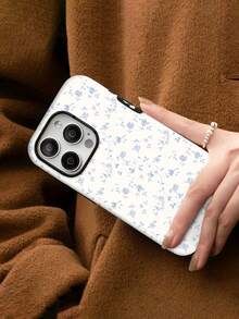 Floral Mobile Phone Case, Designed With Delicate Blue Flowers And Swirling Vines, Suitable For IPhone 16, 15, 14, 13, 12 And 11 Pro Models, Made Of TPU Material, And Provides Shockproof Protection. Perfect For Family, Friends, Children, Birthdays, Spring, Holidays, Boyfriends, Girlfriends, And Valentine's Day Gifts. - 白色 - 查看 5