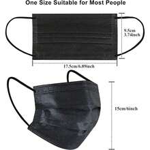 100 Pcs Face Masks For Travel - Compact 3-Ply Protection For Flights, Hotels & Sightseeing With Flexible Ear Loops (Black) - 黑色 - 查看 4