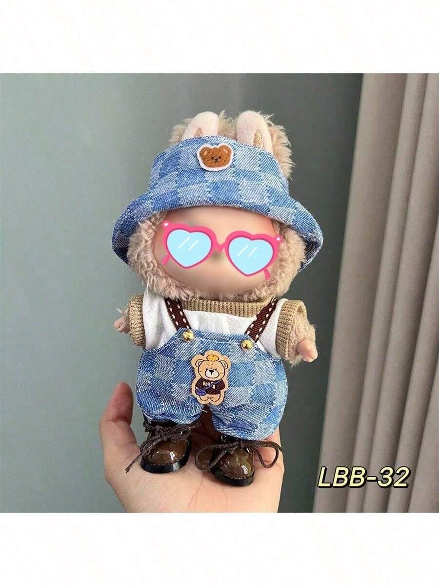 1pc Outfit Only (No Doll, No Shoes) For Labubu, Suitable For 1st, 2nd, 3rd Generation 17cm Dolls, Includes Overalls, Hat, Top, Accessories, Party Costume - Multicolor - View 1