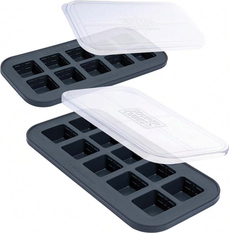 2 Tbsp. Silicone Freezer Molds - Perfect For Storing Garlic, Herbs, Ginger, Pesto, Tomato Paste, Lemon Juice, Purees And More - Silicone Baby Food Freezer Tray - Charcoal – 2-Pack,9832651 - 芥末黃 - 查看 1