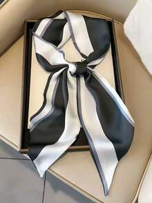 1 件女士装饰色块围巾，新款春夏字母印花，丝滑涤纶材质，高弹抗皱围巾，环绕式包带，送给家人和朋友的礼物