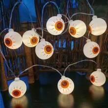 1 个 1.5M10LED/3M20LED 万圣节电池盒灯串，不含电池，具有南瓜、鬼、鬼眼、骷髅头等多种组合。万圣节装饰，适用于派对、房间和节日装饰万圣节装饰灯家居装饰派对装饰万圣节装饰房间装饰万圣节花园装饰礼物仙女 - 萬聖節燈串 - 查看 5