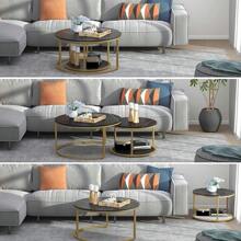 Nesting Coffee Tables Set Of 2 Round Stacking Sofa Side Tables For Living Room - 黑色 - 查看 5