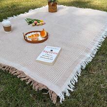1 szt. Mata piknikowa na zewnątrz, lniany koc kempingowy, obrus, mata piknikowa, wielokolorowa, odpowiednia na wycieczki, mata do bagażnika samochodu, pokrowiec na sofę