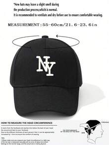 Șapcă de baseball pentru femei, culoare solidă, brodată cu literă NY, elegantă și versatilă, potrivită pentru primăvară, vară, toamnă, sporturi în aer liber și uz zilnic, 1 buc. - Broderie NY - Vizualizare 3