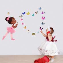Colorful Butterfly, Dancing Girl, Cartoon Dinosaur, Football Kicking Boy Wall Stickers, Nursery Decor, Kids Bedroom Wallpaper - Multicolor - View 16