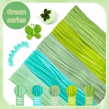 Bộ dụng cụ làm ống hút màu xanh lá cây - 250/500 chiếc, Thân bông nhung dày dùng cho nghệ thuật và thủ công, Hoàn hảo để làm động vật, hoa và đồ trang trí lễ hội, Dụng cụ làm ống hút cho hoa, Bộ dụng cụ thủ công, Ý tưởng cho hoạt động dự án nghệ thuật. - màu xanh lá - Xem 2