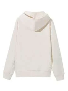 CAMEL CROWN 女士情侣连帽衫运动套头衫长袖宽松运动衫 - 雲霄白 - 查看 4