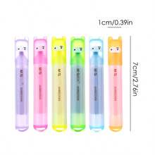 M&G 6 piezas Mini Bolígrafos Fluorescentes Resaltadores - Colores vibrantes, Punta biselada, Adecuado para uso en oficina y escuela, Fluorescente, Con llavero