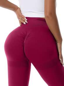 TNTOR 加大码女式高腰提臀紧身裤，高弹速干紧身运动裤，蜜桃臀，中腰，瑜伽，黑色，长裤，高腰设计，收腹，适合运动、骑行、健身爱好者 - 中紫紅色 - 查看 9