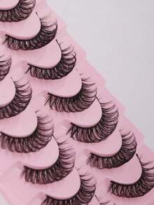 10 Pairs Russian Style False Eyelashes, D-Curl Thick & Fluffy Lashes For Daily & Party, Charming Eye Makeup, Travel Essential,Festival Lashes,Rave Makeup,Glitter Eyelashes,Rave Party Accessories - Multicolor - View 5