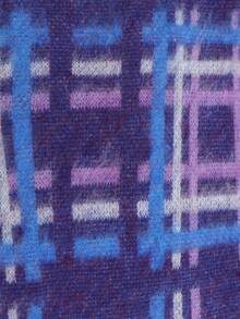 男女通用宽松休闲复古格子毛绒圆领套头针织衫，秋冬季 - 紫色 - 查看 5