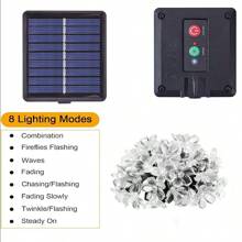1pc Solar Powered Cherry Blossom String Lights - 20 LED/50 LED, Waterproof IP54, Multi-Color (White, Pink, Colorful), 8 Modes, 600mAh Ni-MH Battery Solar Panel, Suitable For Outdoor Garden, Yard, Patio And Tree Decoration, Garden Decor, Holiday Decoration