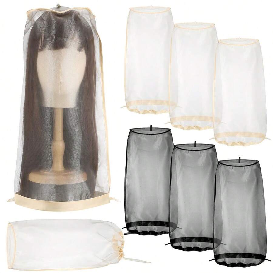 Wig Storage Bag, Can Store Multiple Wigs, Keep Wigs Fresh, Drawstring Dust Cover With Stand, Hair Salon Accessories And Sets, Suitable For Salon And Home Use., Halloween