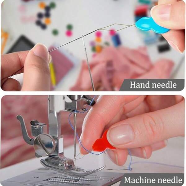 Mini-inrijgmachine, naaldinrijgmachine met transparante doos, te gebruiken als lusinrijgmachine voor naaimachines