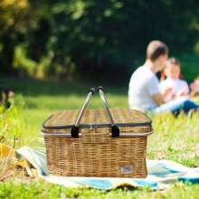 Cesta de almacenamiento portátil con aislamiento de 1 pieza - Diseño plegable con asas dobles y varillas de soporte, ideal para fiestas de cumpleaños, viajes por carretera, compras y aventuras al aire libre. Bolsa de transporte esencial para acampar | Accesorios de moda | Cesta de almacenamiento de gran capacidad