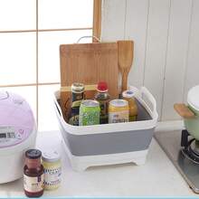 Collapsible Dish Basin, Multipurpose Foldable Washbasin, Washing Up Bowl, Portable Kitchen Storage Tray For Camping, RV Sinks, Beverage Bucket - Trắng Xám - Xem 2