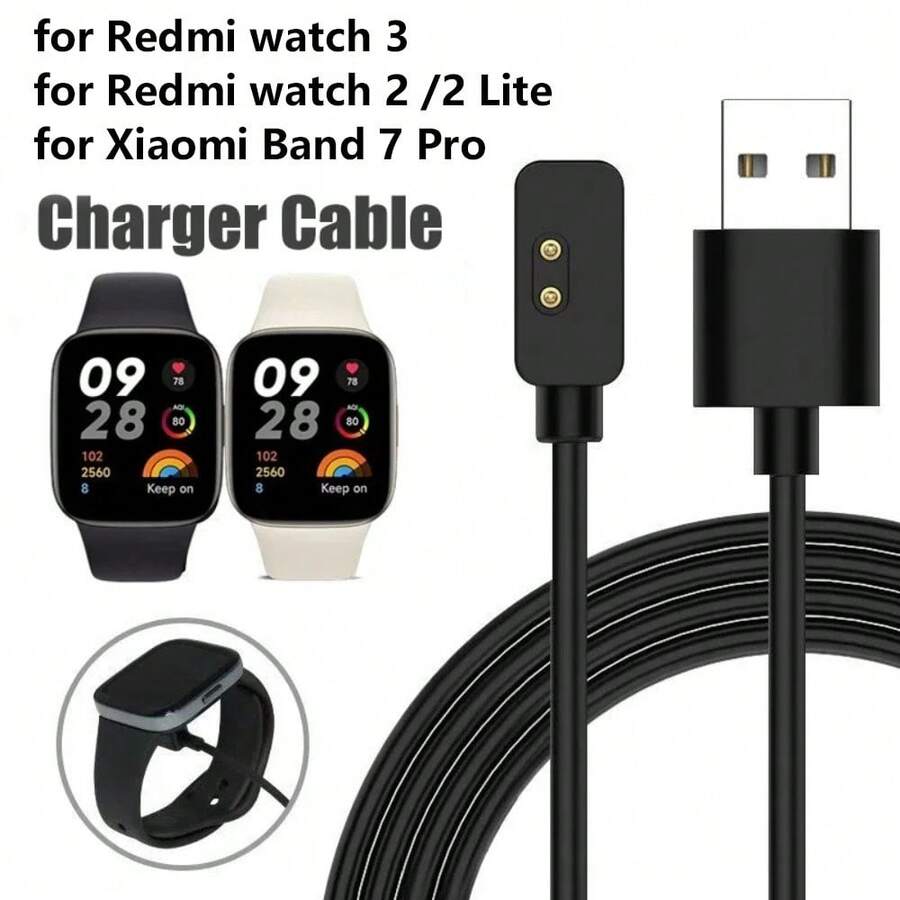 兼容小米手环 7 Pro 替换智能手表充电器 1m 适用于红米手表 3 /2 /2 Lite /红米智能手环 Pro 快速充电线 兼容多种型号 - 黑色 - 查看 1