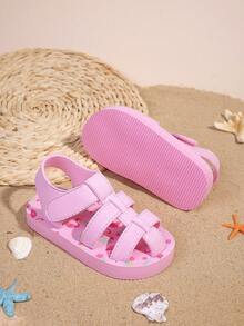 1 Pair Kids Girls Cute Foaming Slippers With Flamingo Pattern, Fashion Versatile For Daily Wear, Adjustable Magic Tape Closure, Lightweight Breathable Non-Slip Sandals - Pink - View 3