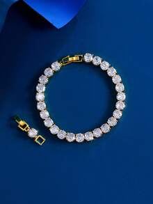 1pc 6mm Round Cubic Zirconia Purple Pink Classic Tennis Chain Bracelet For Women, Engagement, Wedding, Pageant, Bridal Party Jewelry Gift - Luxury Design - View 9