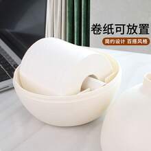 多功能创意纸巾架盒，适用于客厅、浴室、卧室、餐厅，圆形纸巾架 - 白色 - 查看 6