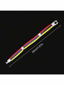 Colombian Red, Blue And Yellow Three-Layer Braided Bracelet, Same Style For Men And Women, Simple And Elegant - 彩色 - 查看 5