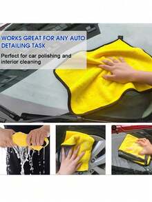 2pcs Ultra Soft Car Wash Microfiber Towels - Highly Absorbent, Coral Fleece Material, Scratch-Resistant, Multi-Purpose, Ideal For Auto Detailing, Polishing And Interior Cleaning - Multicolor - View 3