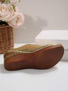 2025 New Sparkling Gold Heel Women's Sandals - Bestseller Casual Versatile Shoes - 金色 - 查看 8