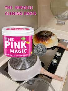 100g/500g/300g Pink Magic Cleaning Paste, Powerful Cleaning For Stainless Steel Pot Bottoms, Stove Cleaning Agent, Stainless Steel Cleaning Powder For Gas Stove, Exhaust Fan, Rust Remover, Multi-Purpose Kitchen Cleaning Powder To Quickly Remove Stubborn Stains And Grease On Kitchen, Bathroom, Floor, Helps Save Energy. The 100g Size Is Relatively Small, The 500g Size Is Recommended.
